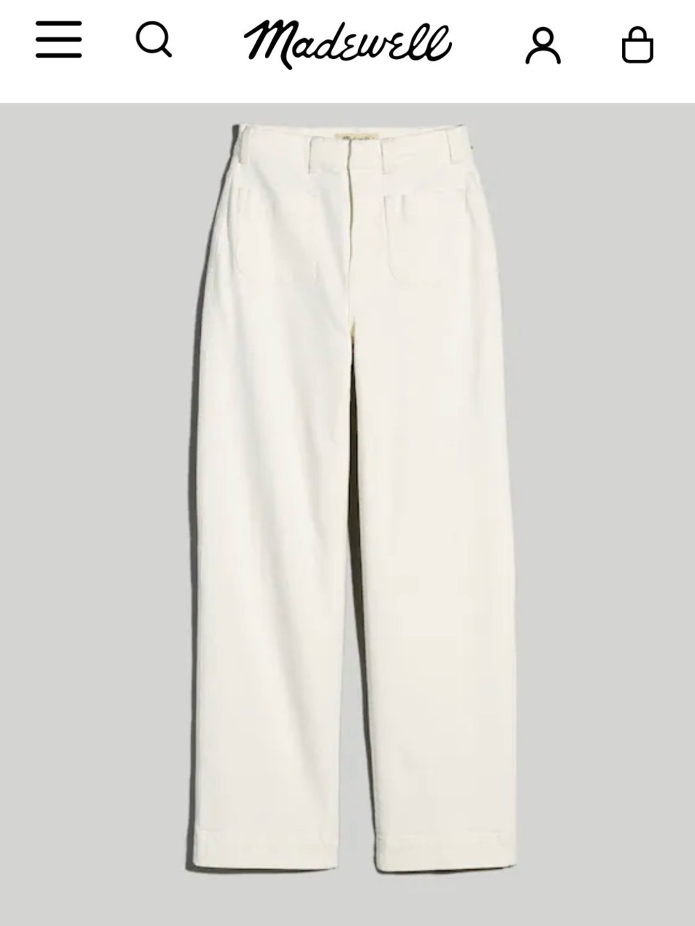 Madewell Wide-Leg High-Rise Pants in Tile White